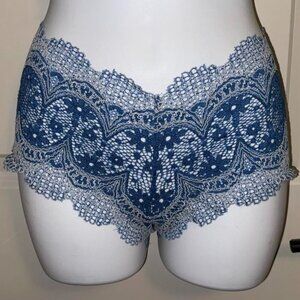 2016~nwt Blue/White VICTORIA'S SECRET Crochet Lace Shortie Boy Short Panty ~ XS